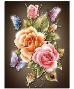 Flowers Butterfly Rose Resin Diamond Painting Kit - DIY
