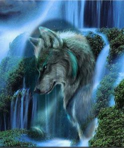 Waterfall Wolf Diamond Painting Kit - DIY