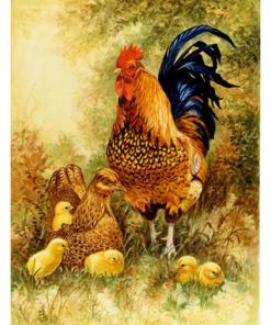 Big rooster and chick Diamond Painting Kit - DIY