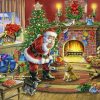 Christmas Santa Claus And Dog Diamond Painting Kit - DIY