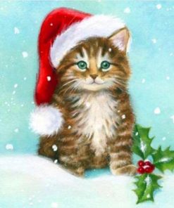 Christmas Cat Little Diamond Painting Kit - DIY