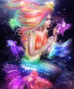 Mermaid Black Colors Diamond Painting Kit - DIY