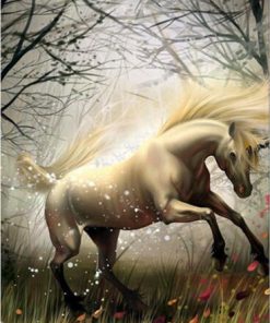 Horses White Bright Diamond Painting Kit - DIY