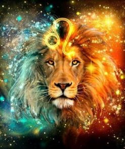 Lion Colors Blue Orange Diamond Painting Kit - DIY