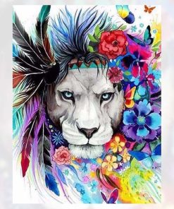 Lion Flowers Diamond Painting Kit - DIY