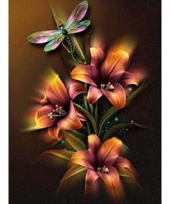 Flowers & Dragonfly Diamond Painting Kit - DIY
