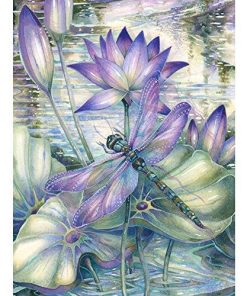Flowers Lotus Dragonfly Diamond Painting Kit - DIY