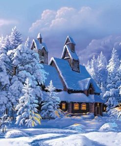 Cabin White Diamond Painting Kit - DIY